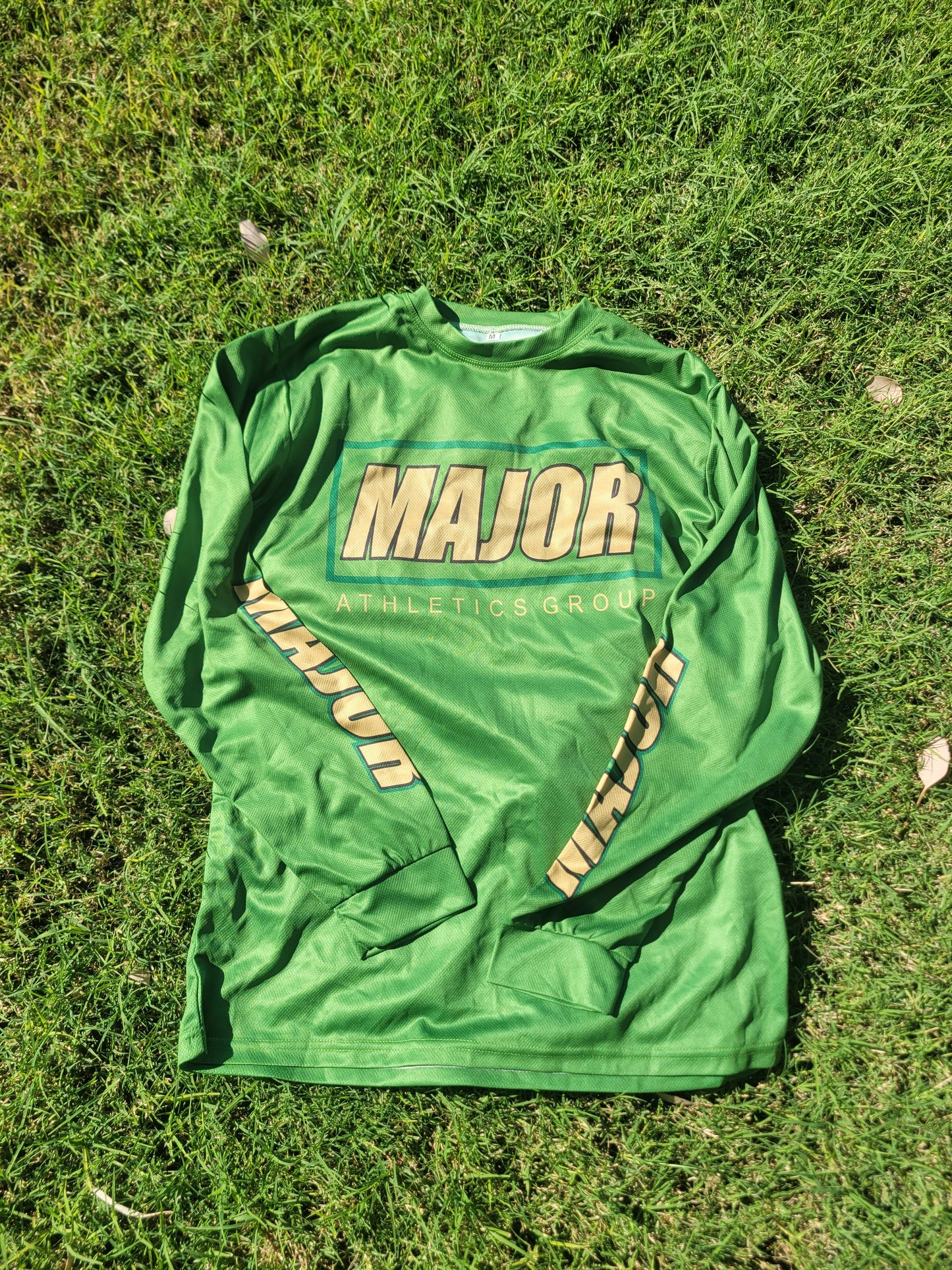 Green/tan long sleeve dri fit jersey